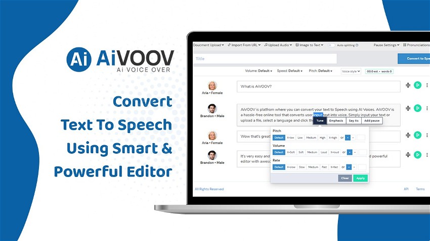 AiVOOV Text to Speech Solution Create a professional